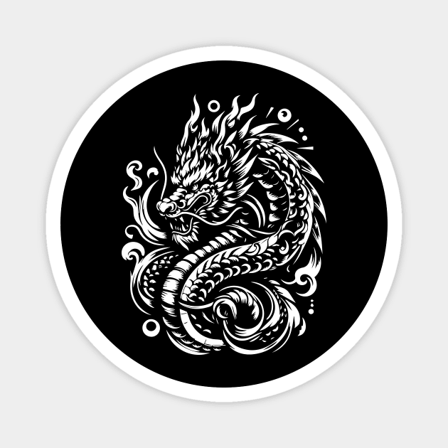 Chinese dragon tattoo Magnet by lkn